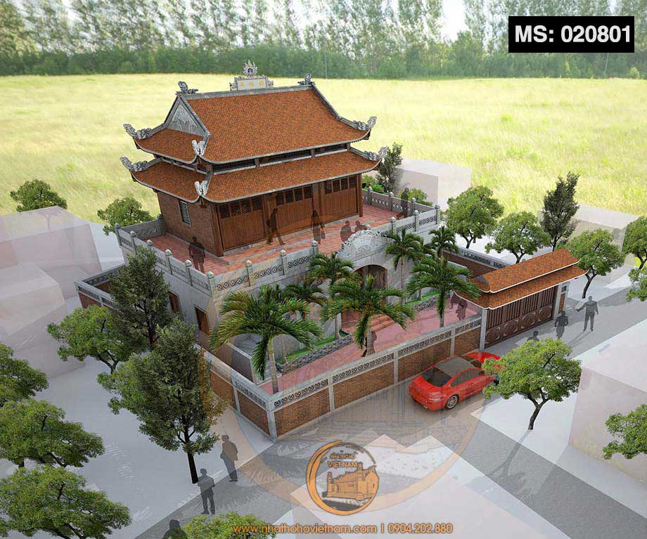 Mẫu thiết kế nhà thờ họ 2 tầng 8 mái cong truyền thống tại huyện Nho Quan