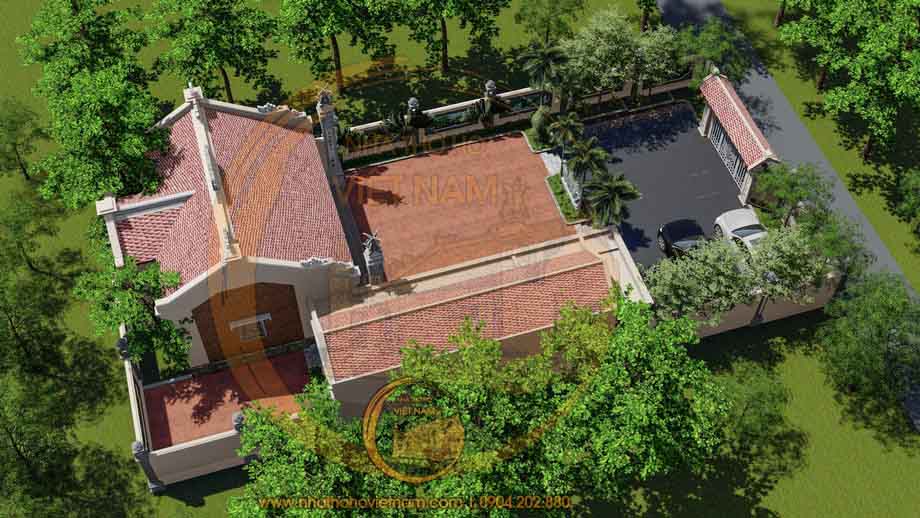 dự án thiết kế nhà thờ họ tộc Nguyễn Văn 3 gian kết hợp nhà ngang