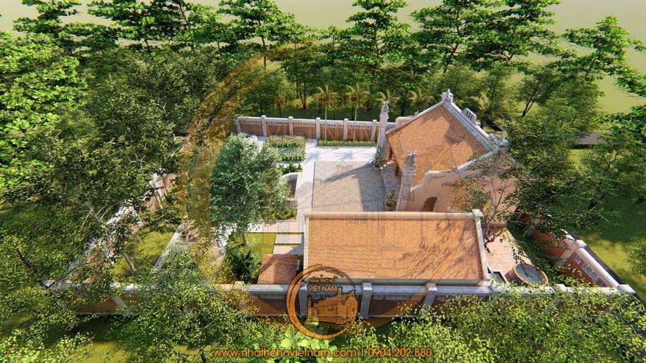 Toàn cảnh dự án nhà thờ họ 3 gian kết hợp nhà ngang có hồ bán nguyệt 195m2 ở Diễn Châu, Nghệ An 2