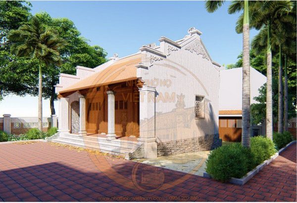 Mẫu nhà thờ họ 3 gian 2 mái đơn giản tại Quỳnh Phụ - Thái Bình