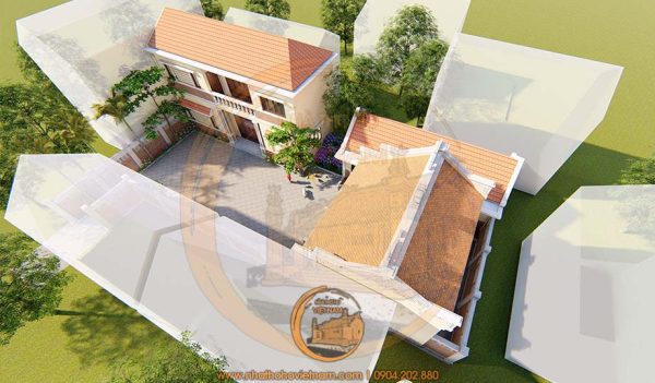 Phối cảnh 3D mẫu nhà thờ họ kết hợp nhà ở gia đình tại Từ Sơn