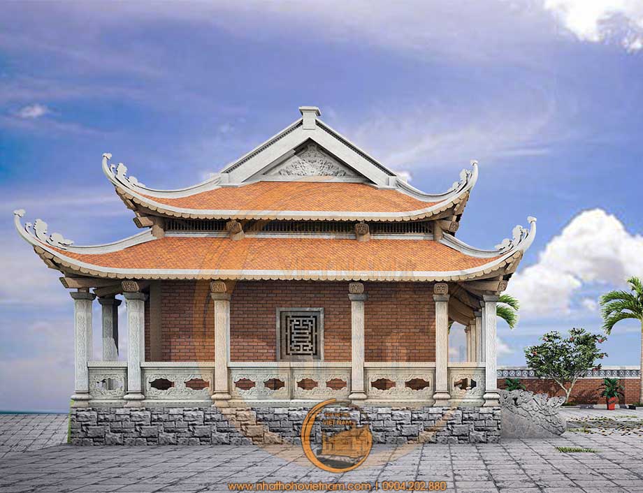 Mẫu nhà từ đường 3 gian 8 mái diện tích 80m2 tại Diễn Châu Nghệ An
