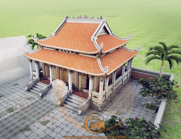Mẫu nhà từ đường 3 gian 8 mái diện tích 80m2 tại Diễn Châu Nghệ An