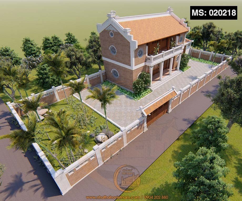Đặc điểm kiến trúc nhà thờ họ 2 tầng 2 mái có nhà kho ở huyện Ba Tri, Bến Tre