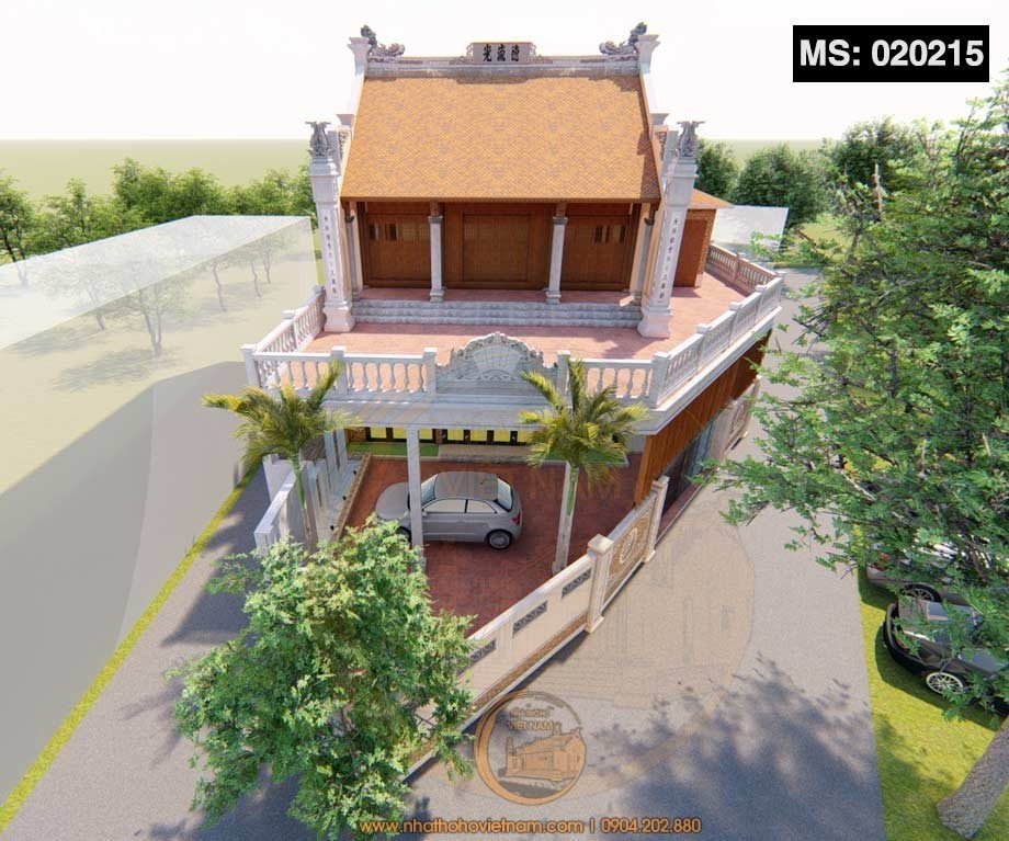 Dự nhà thờ họ 2 tầng 2 mái kết hợp nhà ở phong cách hiện đại ở huyện Hồng Ngự, Đồng Tháp