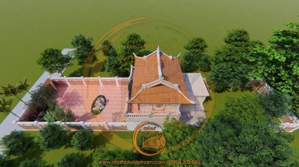 Không gian khuôn viên, tiểu cảnh nhà thờ họ 2 tầng 4 mái kết hợp nhà ở tại thành phố Tuy Hoà, Phú Yên 1