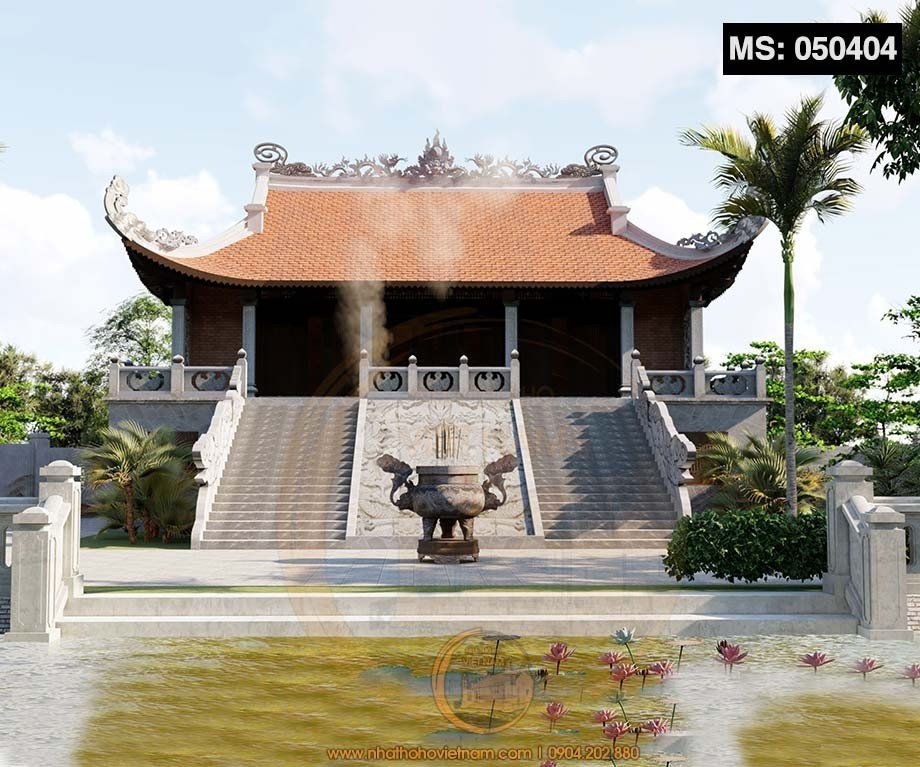 Mẫu nhà thờ họ 5 gian 4 mái có chiếu rồng 1300m2 ở thị xã La Gi, Bình Thuận
