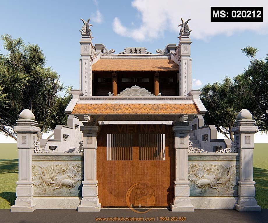 Thiết kế nhà thờ họ 2 tầng 2 mái có cuốn đá tại huyện Vĩnh Linh, Quảng Trị