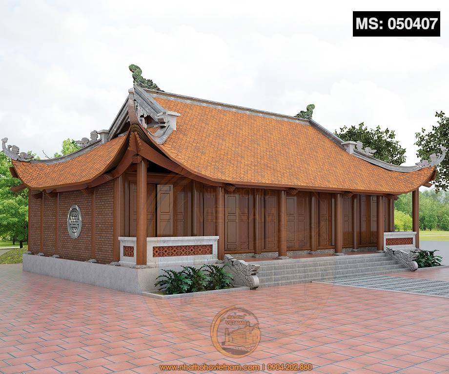 Phối cảnh nhà thờ họ 5 gian 4 mái 170m2 tại huyện Thanh Ba, Phú Thọ