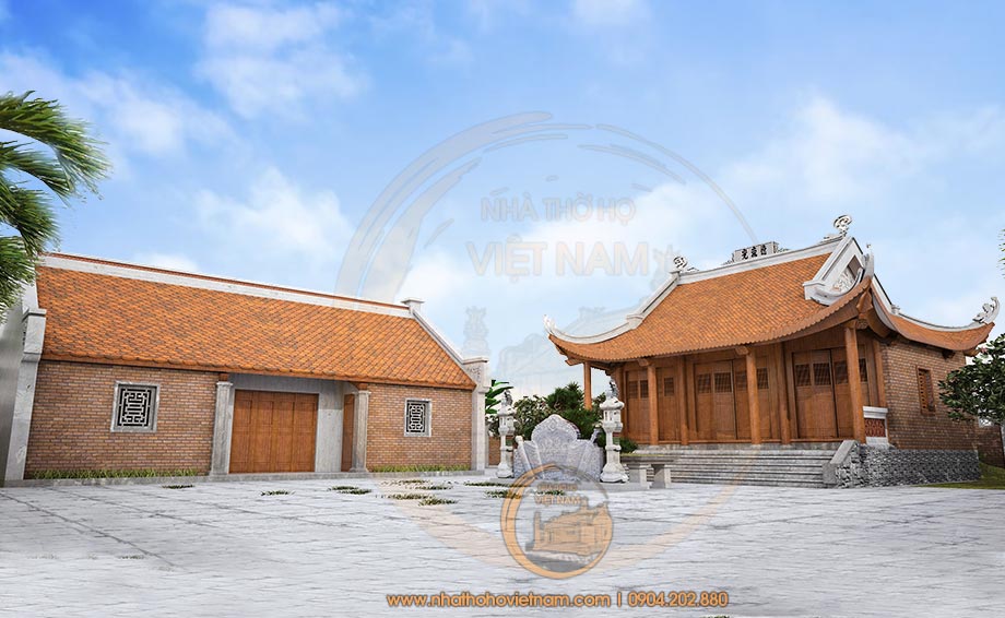 Mẫu nhà thờ họ 3 gian 4 mái kết hợp nhà ngang tại huyện Trùng Khánh, Cao Bằng 2