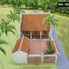 Thiết kế nhà thờ họ 3 gian 2 mái kết hợp nhà ngang huyện Mộc Châu, Sơn La