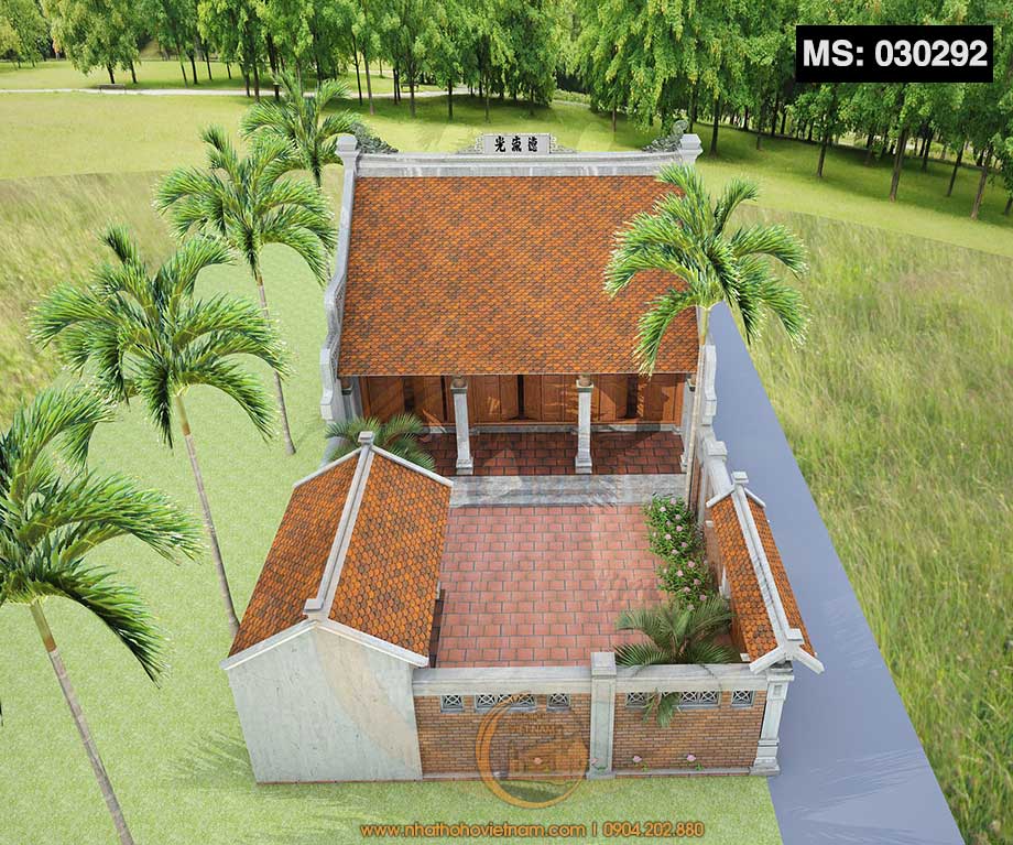 Thiết kế nhà thờ họ 3 gian 2 mái kết hợp nhà ngang huyện Mộc Châu, Sơn La