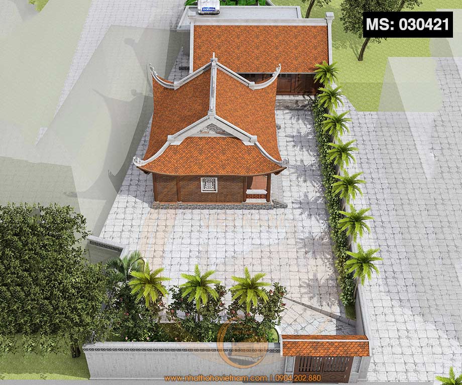 Thiết kế nhà thờ họ 3 gian 4 mái kết hợp nhà ngang ở huyện Định Hóa, Thái Nguyên