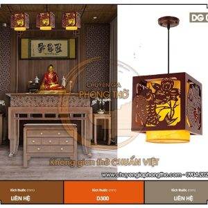 Đèn gỗ họa tiết con cá (DG08) - Tinh hoa phong thủy cho phòng thờ