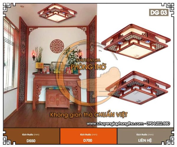 Đèn gỗ ốp trần hình vuông (DG03)