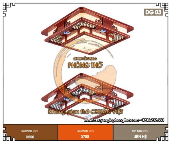 Đèn gỗ ốp trần hình vuông (DG03)