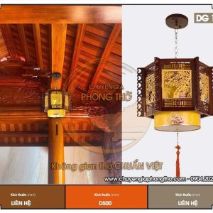 Đèn khung gỗ thả trần hoa mai DG16