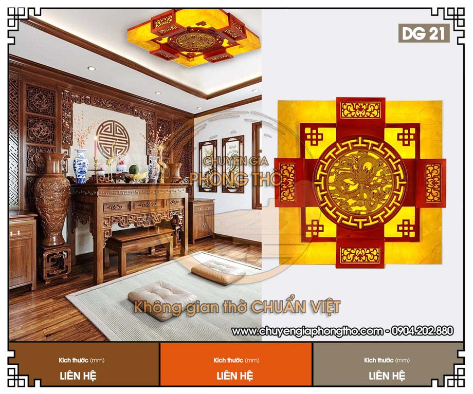 Mẫu đèn ốp trần nhà thờ họ hình vuông DG21