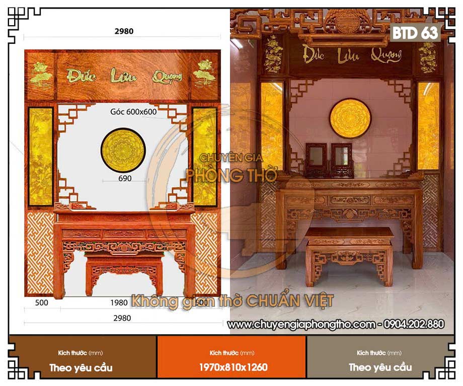 Bàn thờ ngũ phúc BTD63