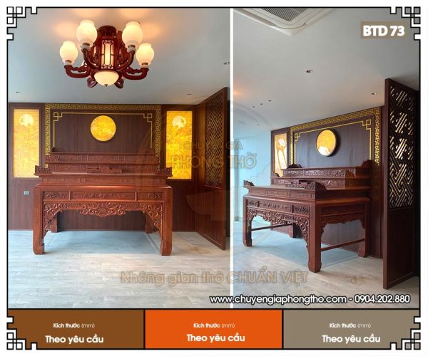 Bàn thờ tam cấp 1m53 gỗ hương BTD73