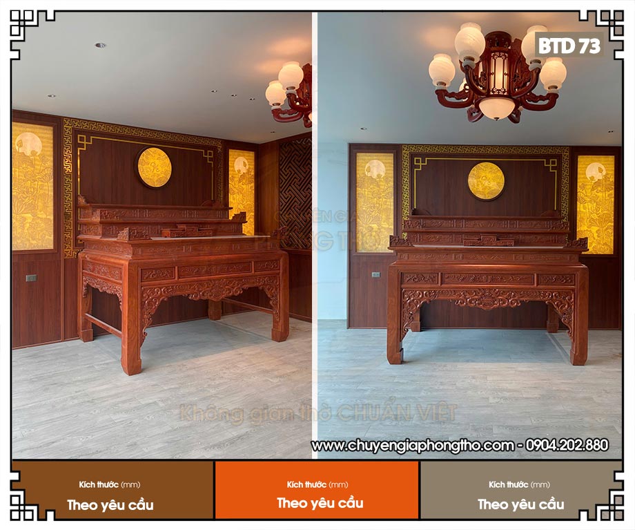 Bàn thờ tam cấp 1m53 gỗ hương BTD73