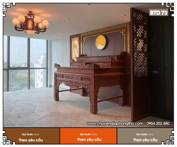 Bàn thờ tam cấp 1m53 gỗ hương BTD73