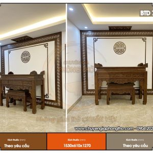 Bàn thờ tam cấp gỗ sồi BTD71