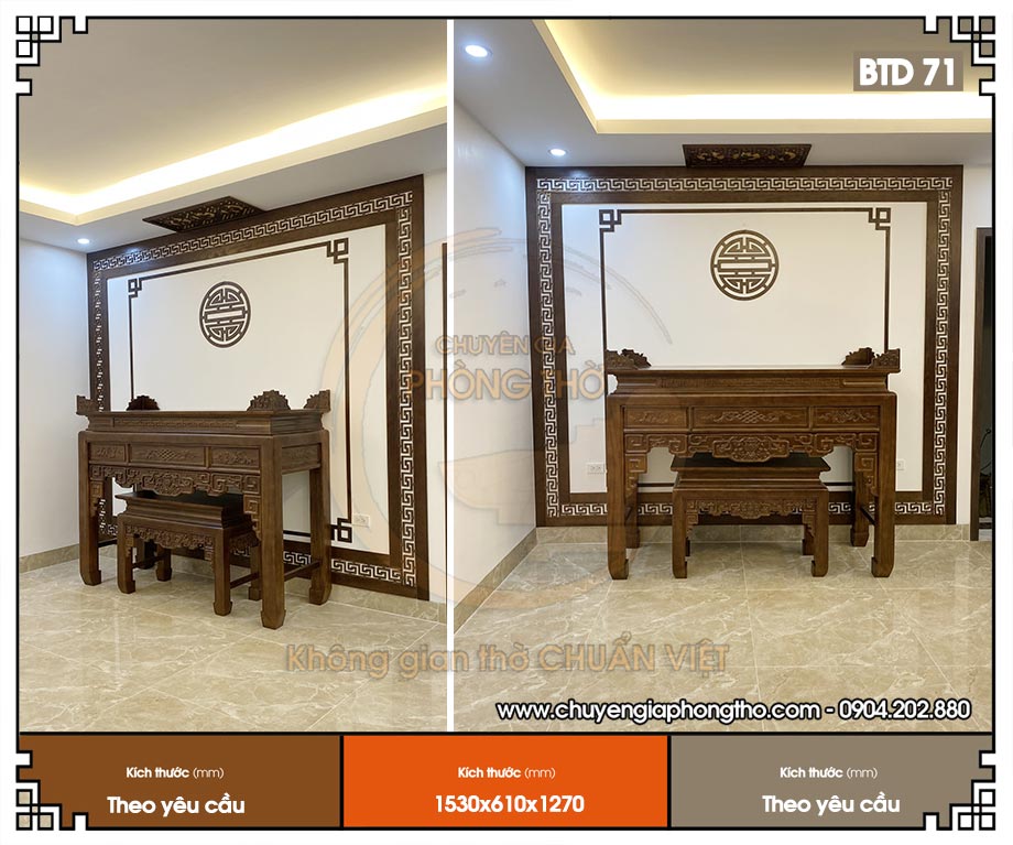 Bàn thờ tam cấp gỗ sồi BTD71