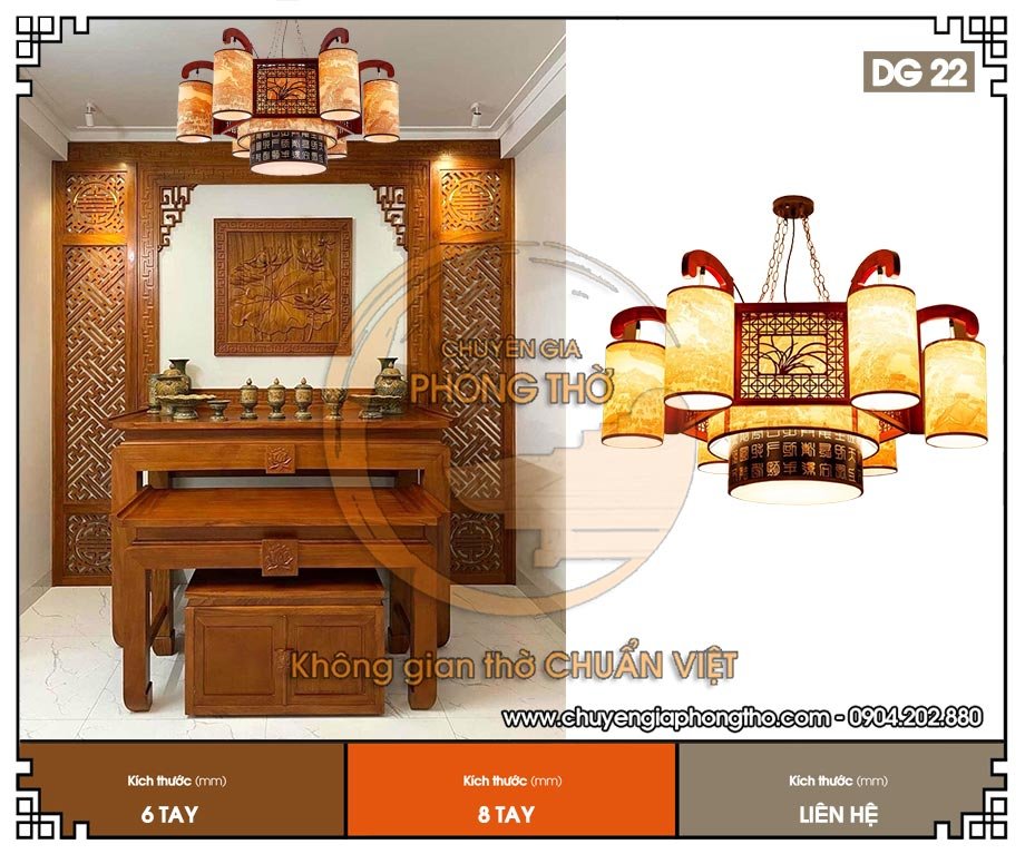 Đèn chùm DG22 trang trí phòng thờ cho nhà thờ họ