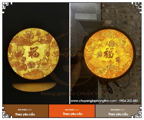 Tranh trúc chỉ hoa sen chữ Phúc