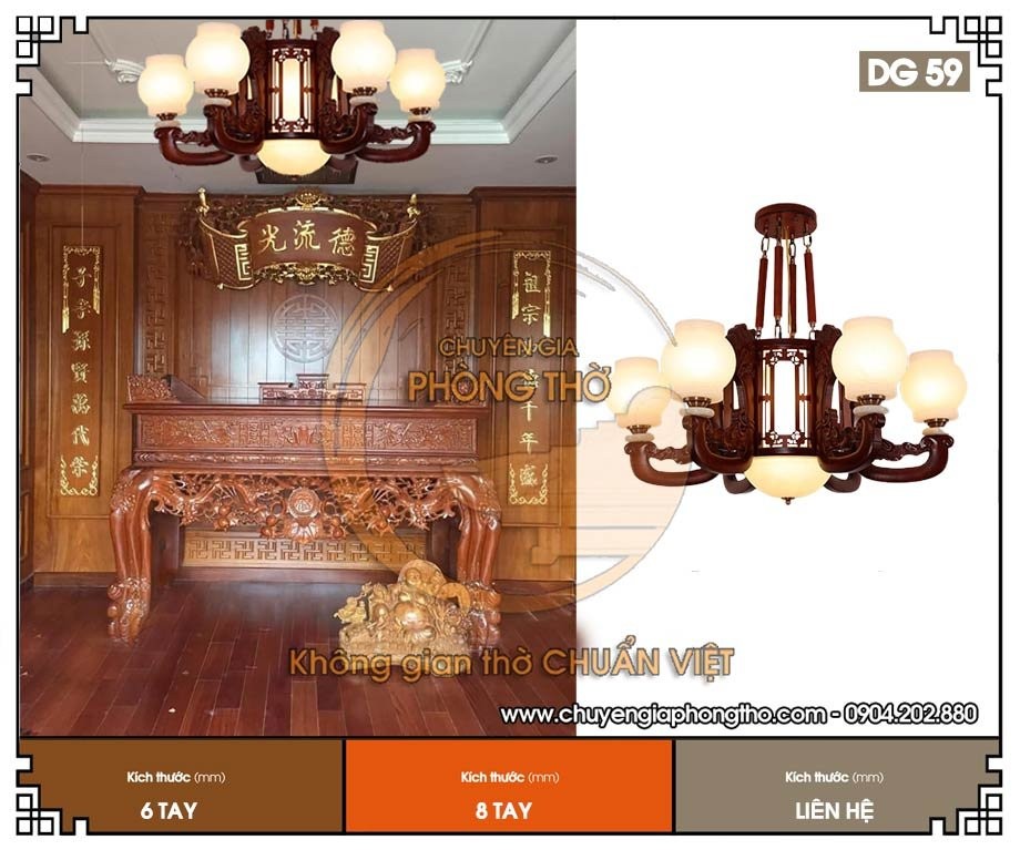 Đèn chùm gỗ cho biệt thự DG59