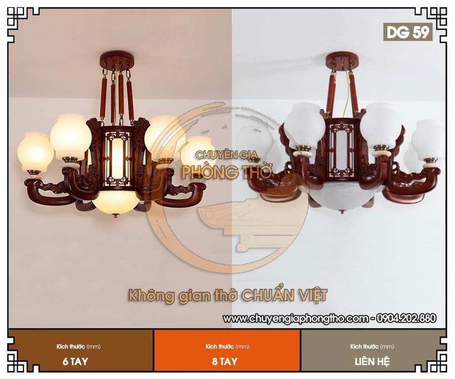 Đèn chùm gỗ cho biệt thự DG59 Đèn chùm gỗ cho biệt thự DG59