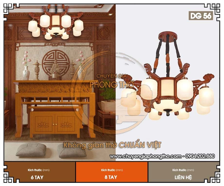 Đèn chùm hiện đại cho phòng thờ DG56