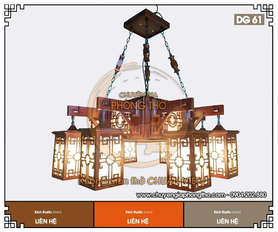 Đèn chùm trang trí nhà gỗ DG61 Đèn chùm trang trí nhà gỗ DG61