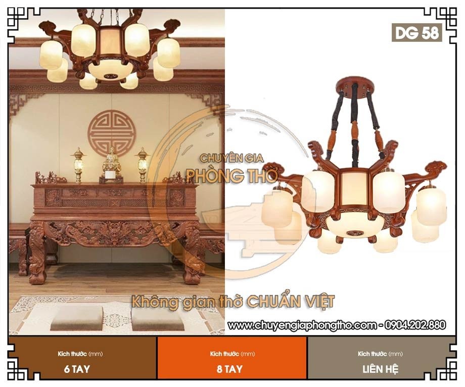 Đèn thả trang trí phòng thờ biệt thự DG58 Đèn thả trang trí phòng thờ biệt thự DG58