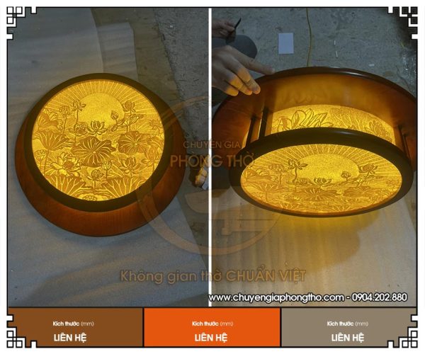 Đèn trúc chỉ hoa sen ốp trần hình tròn