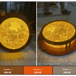 Đèn trúc chỉ hoa sen ốp trần hình tròn