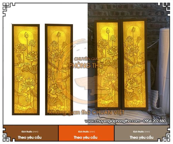 Tranh trúc chỉ hoa sen hình chữ nhật
