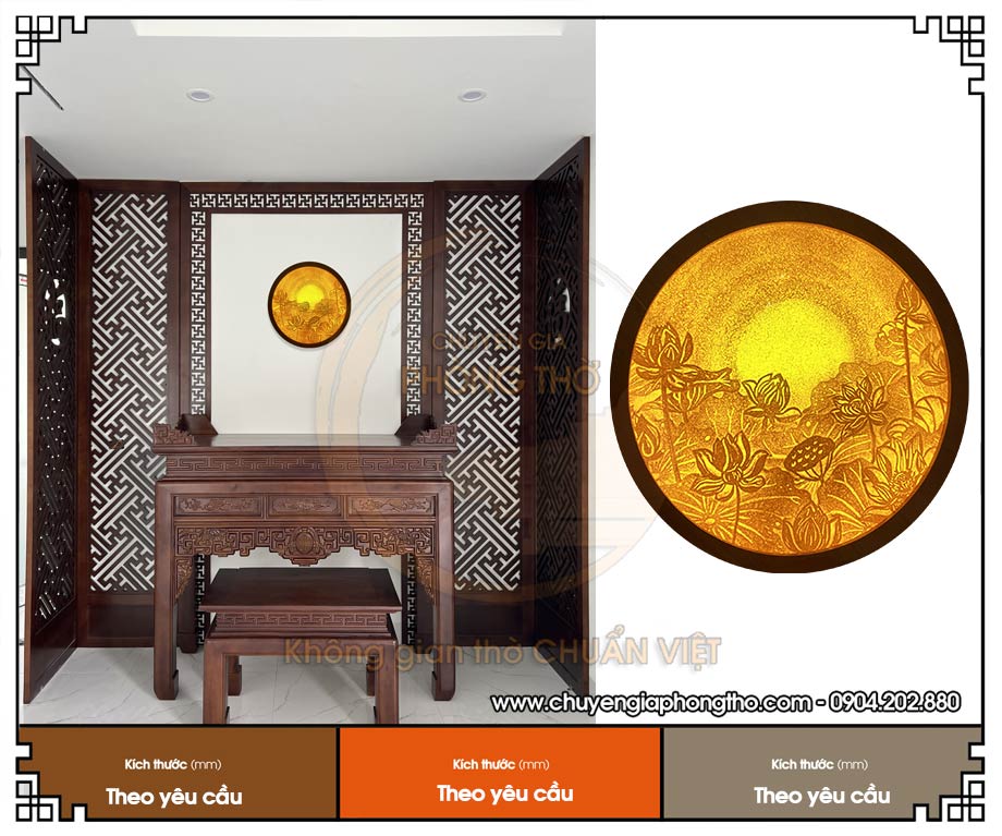 Tranh trúc chỉ hoa sen hình tròn