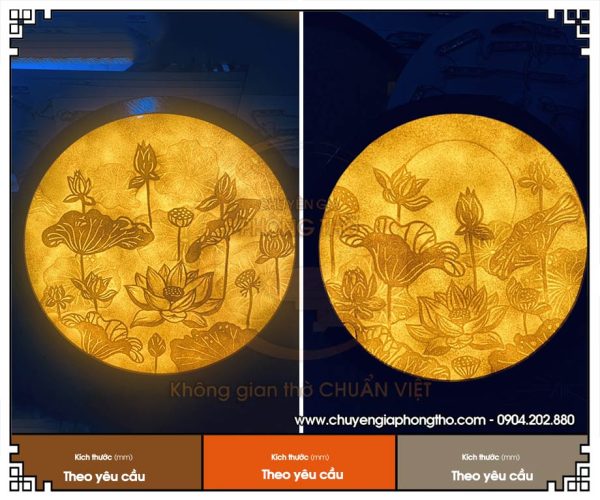 Tranh trúc chỉ hoa sen hình tròn