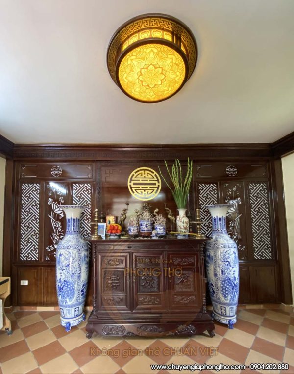 Đèn trúc chỉ ốp trần thủ công trang trí phòng thờ