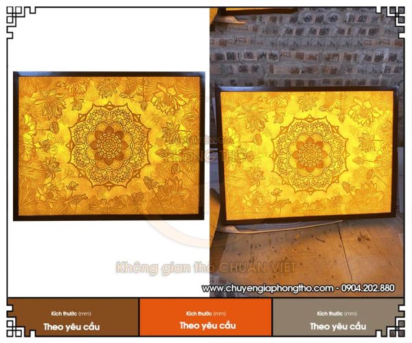 Tranh trúc chỉ Mandala sen chữ nhật
