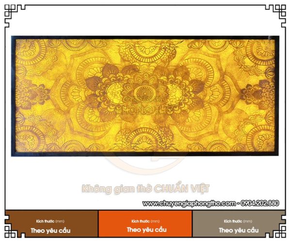 Tranh trúc chỉ Mandala sen chữ nhật