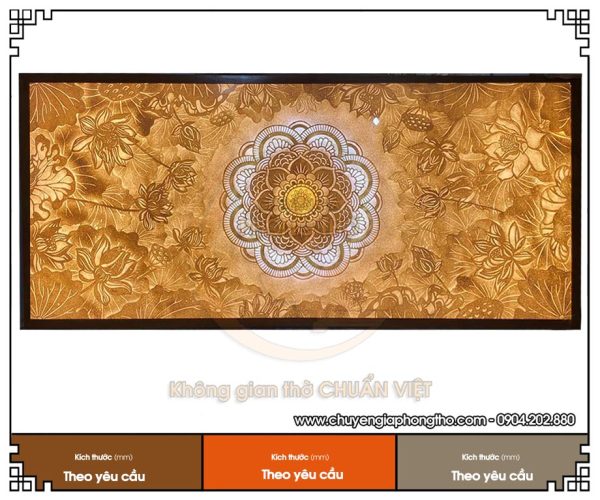 Tranh trúc chỉ Mandala sen chữ nhật