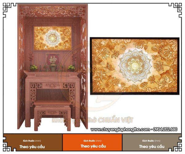Tranh trúc chỉ Mandala sen chữ nhật