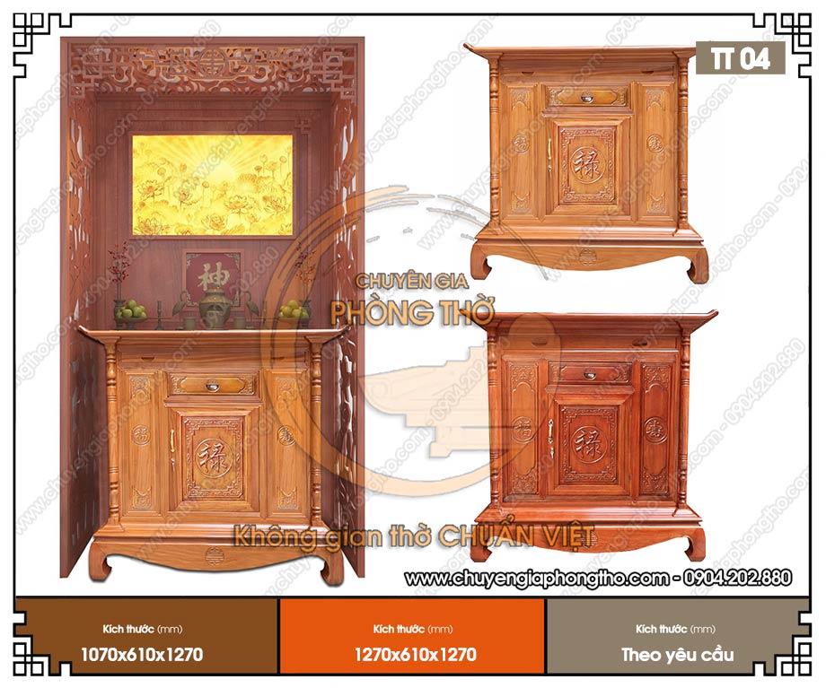 Tủ thờ chữ phúc TT04 cho không gian phòng thờ