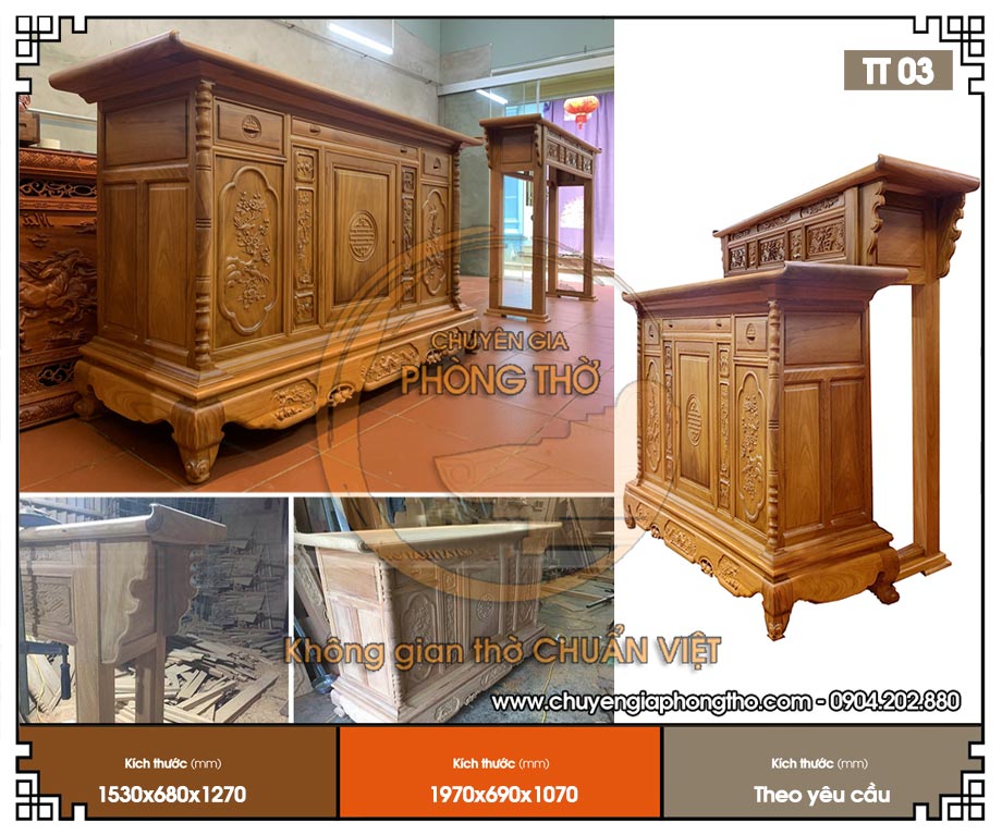 Tủ thờ chữ thọ TT03 trang nghiêm