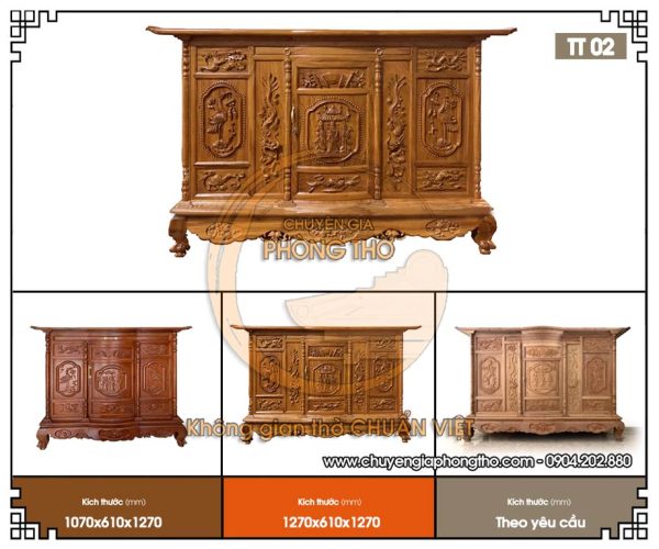 Tủ thờ tam đa TT02 thu hút tài lộc cho gia chủ