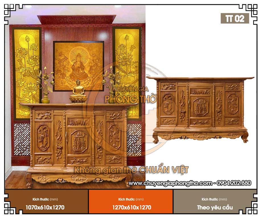 Tủ thờ tam đa TT02 thu hút tài lộc cho gia chủ