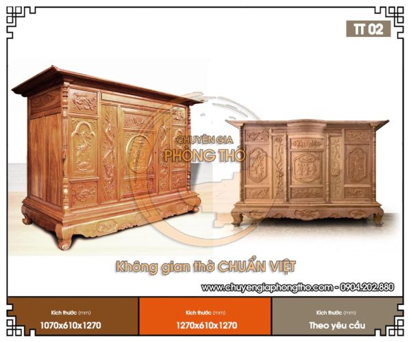 Tủ thờ tam đa TT02 thu hút tài lộc cho gia chủ